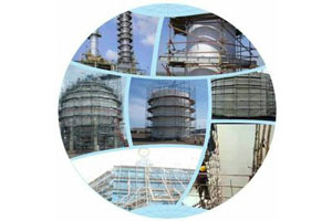 งานนั่งร้านบนที่สูง โรงไฟฟ้า โรงงาน ถังสูง เจดีย์ โรงแรม.